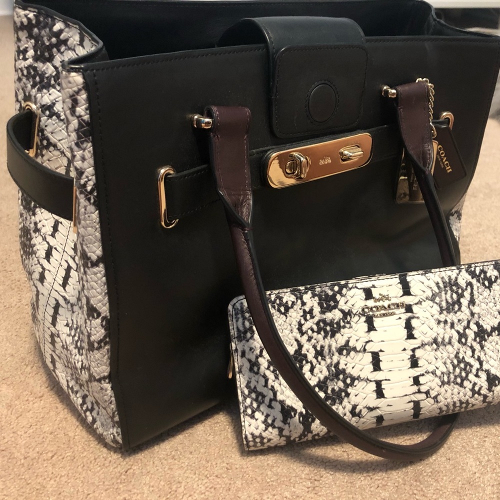 Snakeskin coach purse and wallet